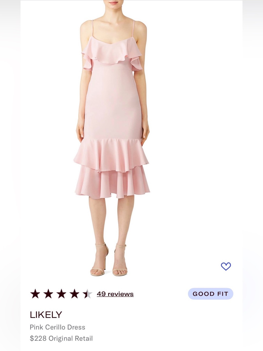 Likely Pink Ruffled Slip Midi Dress